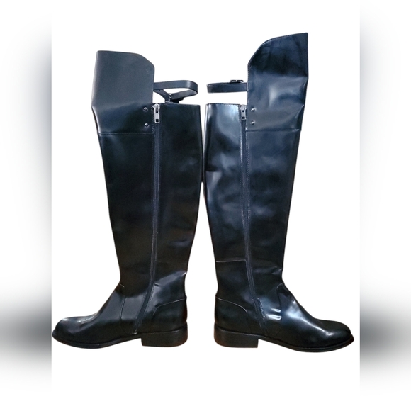 Renvy Black Leather/ Over The Knee Buckled Boots Size 7 NWOB - Picture 3 of 5